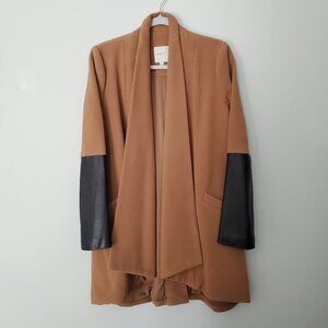 NWOT Mason Open Front Coat with Leather Sleeves